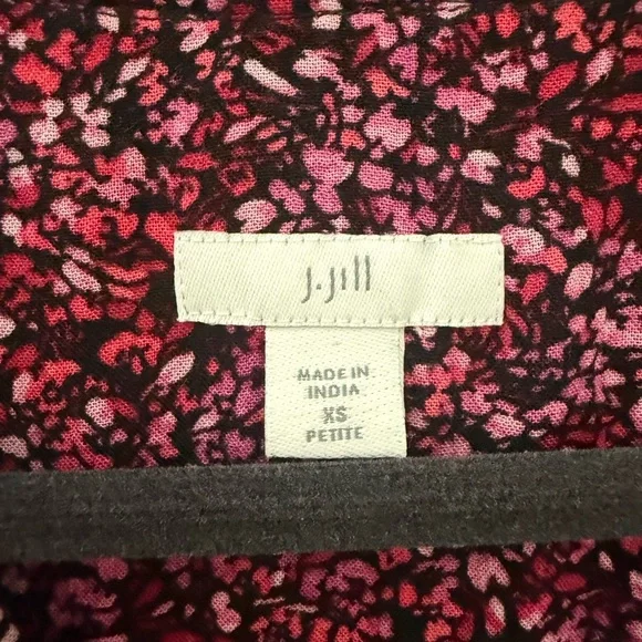 J. Jill Burgundy Floral Print V-Neck Long Sleeve Dress - Picture 6 of 9